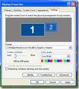 Windows XP multi-monitor settings